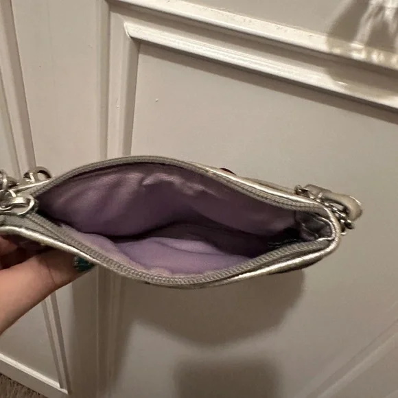 Coach Signature Wristlet Metallic Jacquard Pleat Purple Lurex Mini Purse RARE. - Picture 4 of 4
